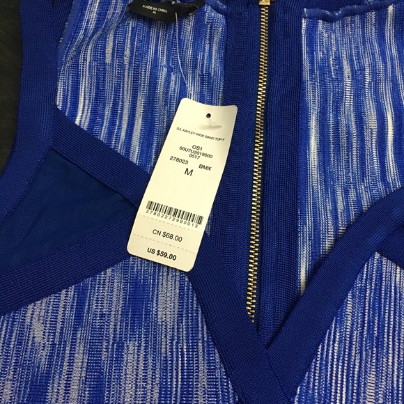 BEBE. Blue and white two piece bodycon skirt & top - Picture 7 of 8